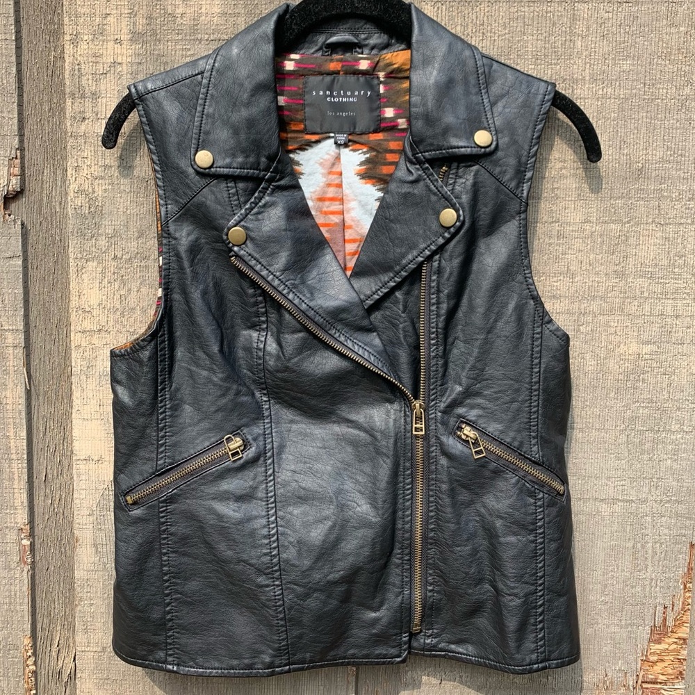 Sanctuary faux leather moto vest